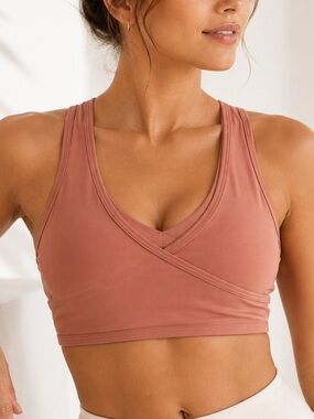 Gymshark Studio Sports Bra Deep Blush NWT XS Adjustable Cross Back